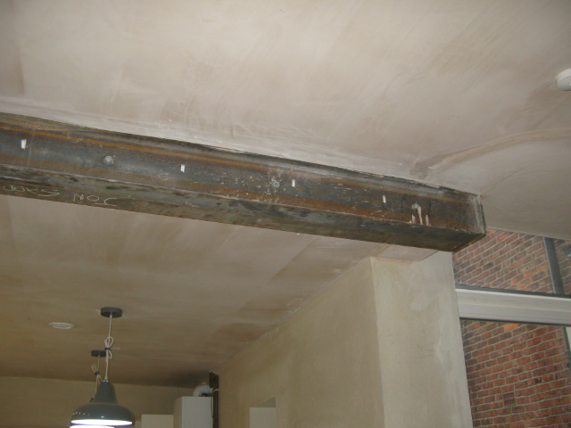steel beam interior after plastering 1
